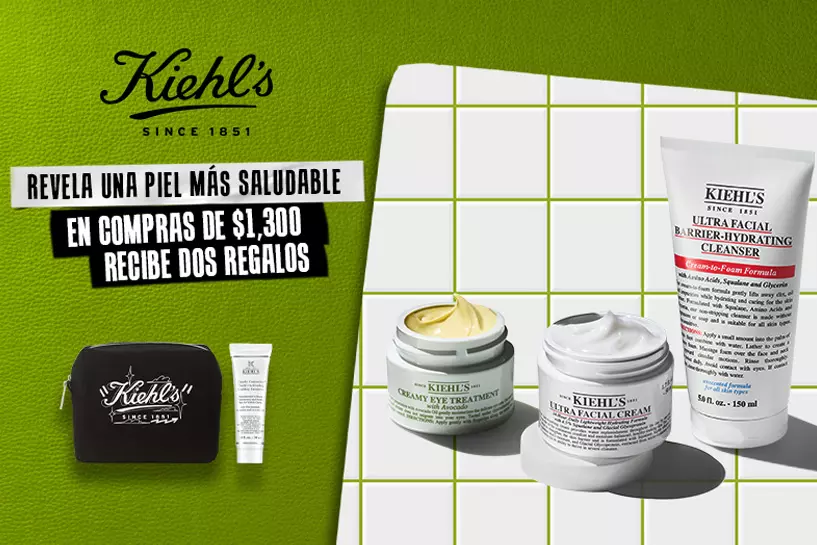Arma tu rutina con Kiehl&acute;s para lucir una piel hidratada, renovada e impecable.  Recibe regalo en compra