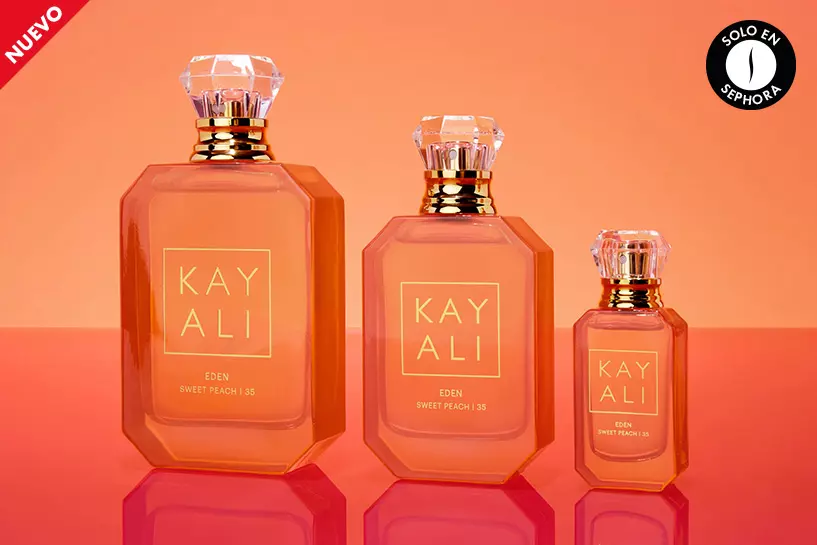 Descubre el nuevo aroma de KAYALI: Una mezcla jugosa de durazno, manzana roja y flores delicadas &iexcl;Felicidad en una botella!