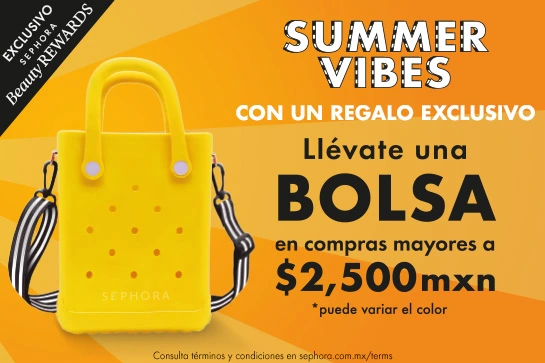 ¡Prepárate para el verano! En compras mayores a $2,500 mxn te llevas una bolsa por ser miembro Beauty Rewards