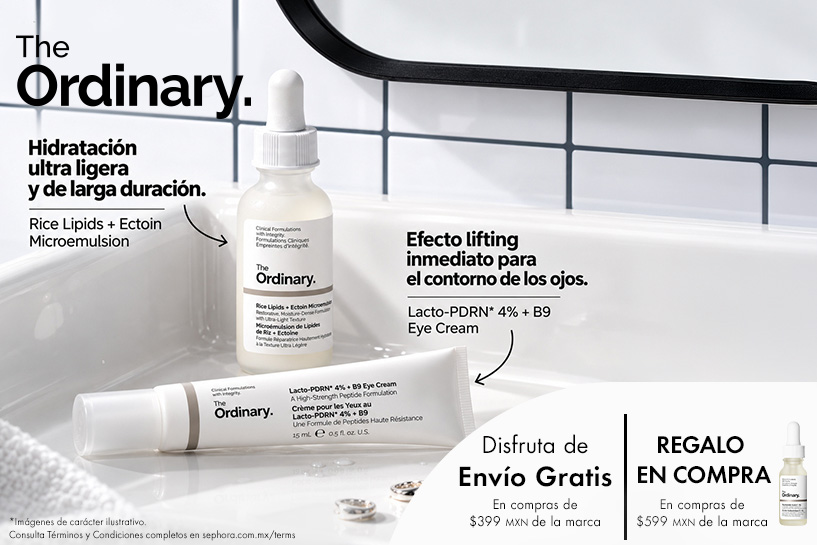 M&aacute;s para tu rutina: env&iacute;o gratis desde $399 MXN y regalo en compras de $599 MXN de The Ordinary.