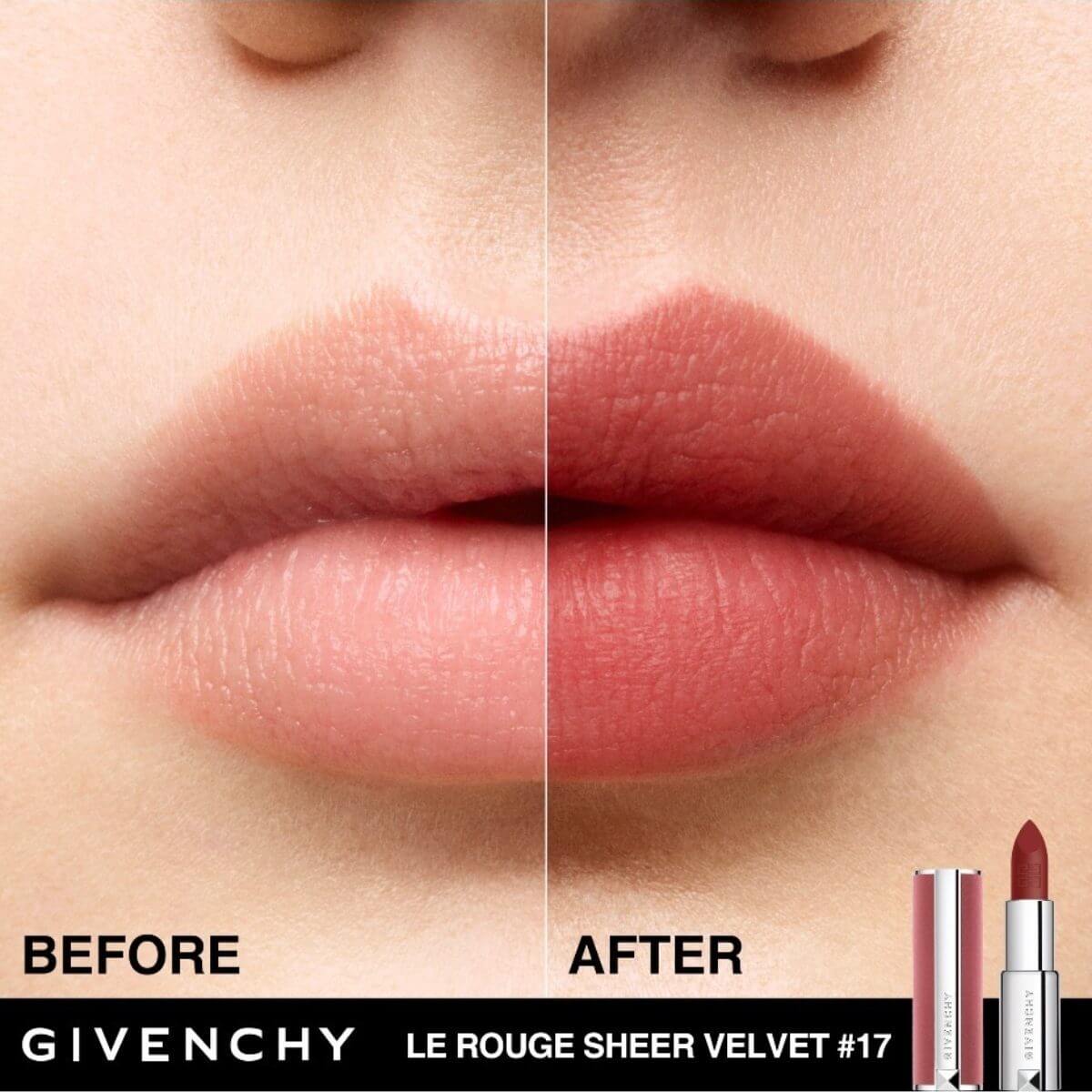 LE ROUGE SHEER VELVET LIPSTICK DE GIVENCHY (LABIAL MATE DE EFECTO DIFUMINADO Y LARGA DURACI&Oacute;N )